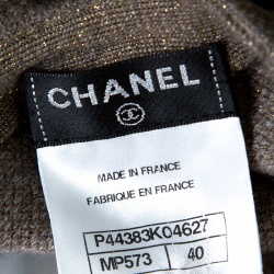 Chanel Brown Lurex Knit Long Sleeve Sweater Dress M