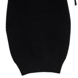 Pre Owned Chanel Black Textured Chevron Wool Dress M