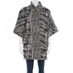 مملوكة مسبقًا Chanel Monochrome Cotton Terry Roll Collar Cape Coat M