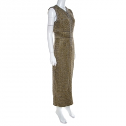 Chanel Yellow and Grey Fantasy Tweed Belted Blazer and Dress Set M