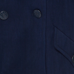 Chanel Indigo Blue Cotton Double Breasted Trench Coat L