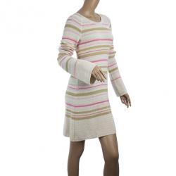 مملوكة مسبقًا Chanel Striped Long Sleeved Dress M