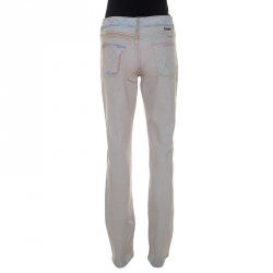 Chanel Taupe Washed Out Denim Distressed Embroidery Detail Jeans L