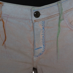 Chanel Taupe Washed Out Denim Distressed Embroidery Detail Jeans L
