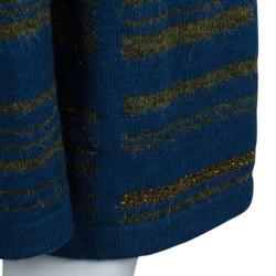 Chanel Blue Striped Cashmere Double Breasted Studded Sweater Dress L