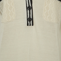 Pre Owned Chanel White/Black Knit Pocket Detail Mini Dress M