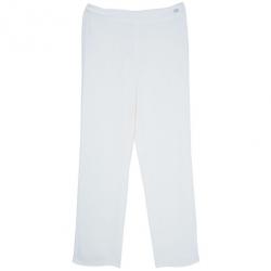 Pre Owned Chanel White Silk Wide-leg Trousers M