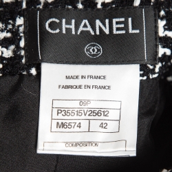 Pre Owned Chanel Monochrome Tweed Pencil Skirt L