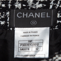 Pre Owned Chanel Monochrome Tweed Pencil Skirt L