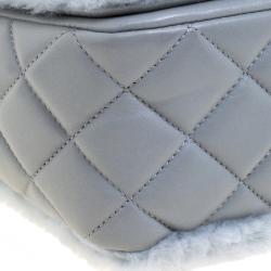 Pre Owned Chanel Multicolor Fur and Leather Maxi No. 5 Comic Shearling Classic Flap Shoulder Bag