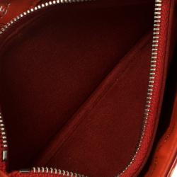 Pre Owned Chanel Red/White Striped Patent Leather Smart Clutch 