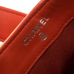 Pre Owned Chanel Red/White Striped Patent Leather Smart Clutch 