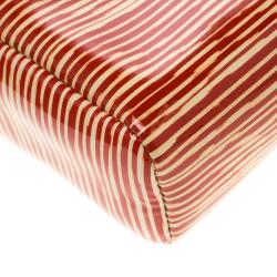 Pre Owned Chanel Red/White Striped Patent Leather Smart Clutch 