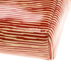 Pre Owned Chanel Red/White Striped Patent Leather Smart Clutch 