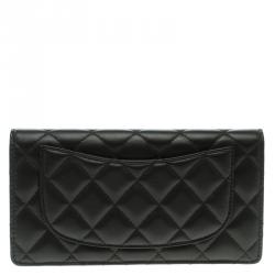 Pre Owned Chanel Black Quilted Leather CC Long Wallet
