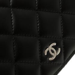 Pre Owned Chanel Black Quilted Leather CC Long Wallet