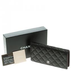 Pre Owned Chanel Black Quilted Leather CC Long Wallet