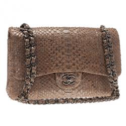 Chanel Gold Python Jumbo Double Flap Bag
