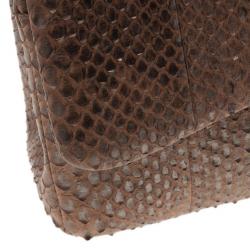 Pre Owned Chanel Gold Python Jumbo Double Flap Bag