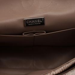 Pre Owned Chanel Gold Python Jumbo Double Flap Bag