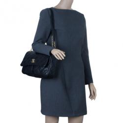 Pre Owned Chanel Black Quilted Lambskin Two Pocket Flap Shoulder Bag