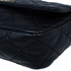 Pre Owned Chanel Black Quilted Lambskin Two Pocket Flap Shoulder Bag