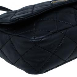 Pre Owned Chanel Black Quilted Lambskin Two Pocket Flap Shoulder Bag