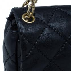 Pre Owned Chanel Black Quilted Lambskin Two Pocket Flap Shoulder Bag
