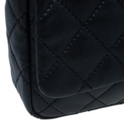 Pre Owned Chanel Black Quilted Lambskin Two Pocket Flap Shoulder Bag
