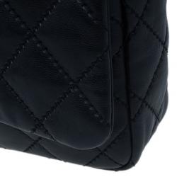 Pre Owned Chanel Black Quilted Lambskin Two Pocket Flap Shoulder Bag
