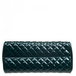 Pre Owned Chanel Green Quilted Patent Leather Medium Just Mademoiselle Bowling Bag