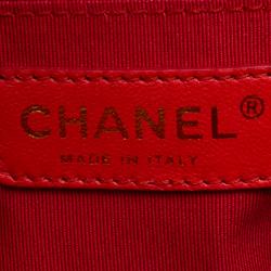 Pre Owned Chanel Neon Red Quilted Patent Leather Medium Limited Edition Valentine Classic Single Flap Bag