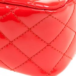 Pre Owned Chanel Neon Red Quilted Patent Leather Medium Limited Edition Valentine Classic Single Flap Bag