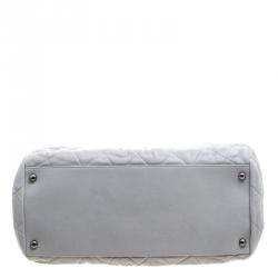 Pre Owned Chanel Grey Quilted Iridescent Leather Chic Quilt Bowling Bag
