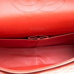 Pre Owned Chanel Red Quilted Leather Maxi Classic Double Flap Bag