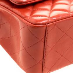 Pre Owned Chanel Red Quilted Leather Maxi Classic Double Flap Bag