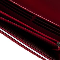 Chanel Red Quilted Leather CC Continental Wallet