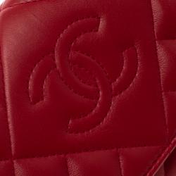 Chanel Red Quilted Leather CC Continental Wallet