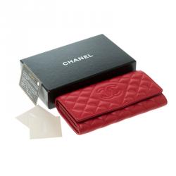 Chanel Red Quilted Leather CC Continental Wallet
