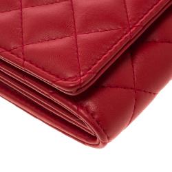 Chanel Red Quilted Leather CC Continental Wallet