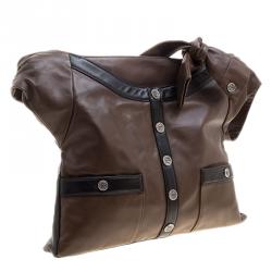 مملوكة مسبقًا Chanel Dark Brown Leather Large Girl Chanel Bag