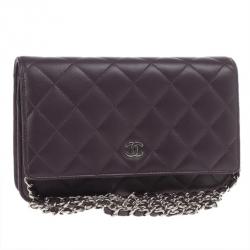 Pre Owned Chanel Purple Lambskin WOC