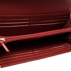 Chanel Red Quilted Leather Large Boy Gusset Flap Wallet