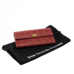 Chanel Red Quilted Leather Large Boy Gusset Flap Wallet