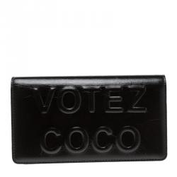 Pre Owned محفظة شانيل فوتيز كوكو إل- ين جلد أسود
