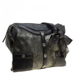 مملوكة مسبقًا حقيبة شانيل غيرل شعر عجل وجلد ذهبية/ سوداء