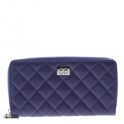 Chanel Purple Quilted Leather Reissue Zip Around Wallet
