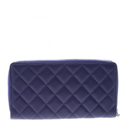 Chanel Purple Quilted Leather Reissue Zip Around Wallet