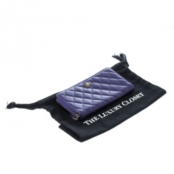 Chanel Purple Quilted Leather Reissue Zip Around Wallet