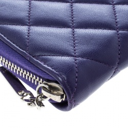 Chanel Purple Quilted Leather Reissue Zip Around Wallet
